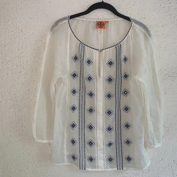 Tory Burch Lucille Beaded Embroidered Size 2 - Picture 1 of 8